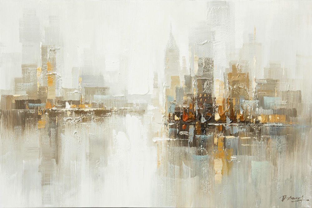 PXYW609 Wall décor art oil on canvas abstact skyline brown tones